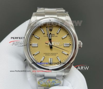 Clean Factory Rolex Oyster Perpetual Beige Dial Stainless Steel 3230 Replica Watch